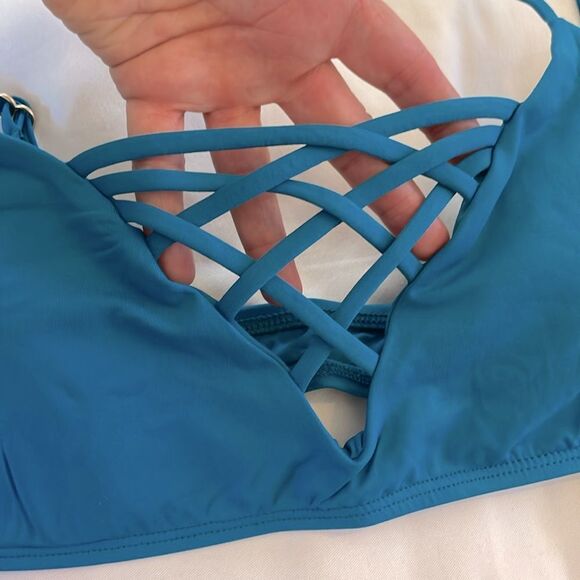 L SPACE BY MONICA WISE Blue Strappy Bralette - Picture 2 of 7